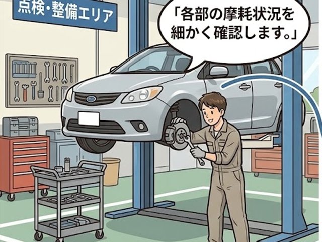 整備実施：点検・整備エリアで各部摩耗状況を確認